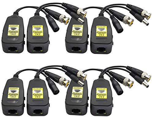 AAOTOKK Power Video Balun DC BNC to Cat5 RJ45 Network Transceiver HD-CVI/TVI/AHD/CVBS with DC Connector for 720P 960P 1080P 3MP 4MP 5MP 8MP CCTV