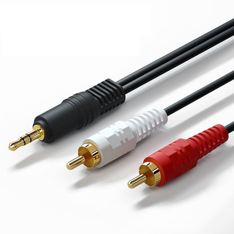ThtRht 2 Pack Audio Cable 1/8'' 3.5mm TRS Male to 2 RCA Male Stereo Sound Cord for Computer Mp3 Phone Port to Connect Home Theater Audio System