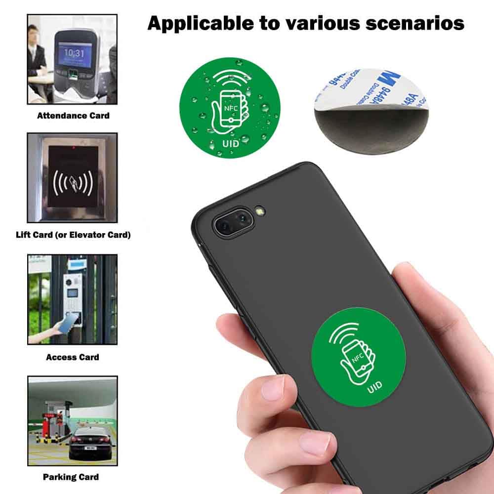 13.56 MHz UID Writable Rewritable, RFID Blank Sticker for Access Control Key Sticker Rewritable (2 PCS)