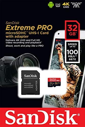 SanDisk Extreme Pro U3 V30 A1 32GB microSDHC Memory Card for DJI Drones Works with Avata and Goggles 2 (SDSQXCG-032G-GN6MA) Class 10 Bundle with 1