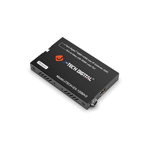 J-Tech Digital HDMI Extender Over Single Cat5e/6/7 1080P 60Hz Up to 400ft, Supports AV Over IP HDMI Extender Loop Out IR Control - Receiver Only