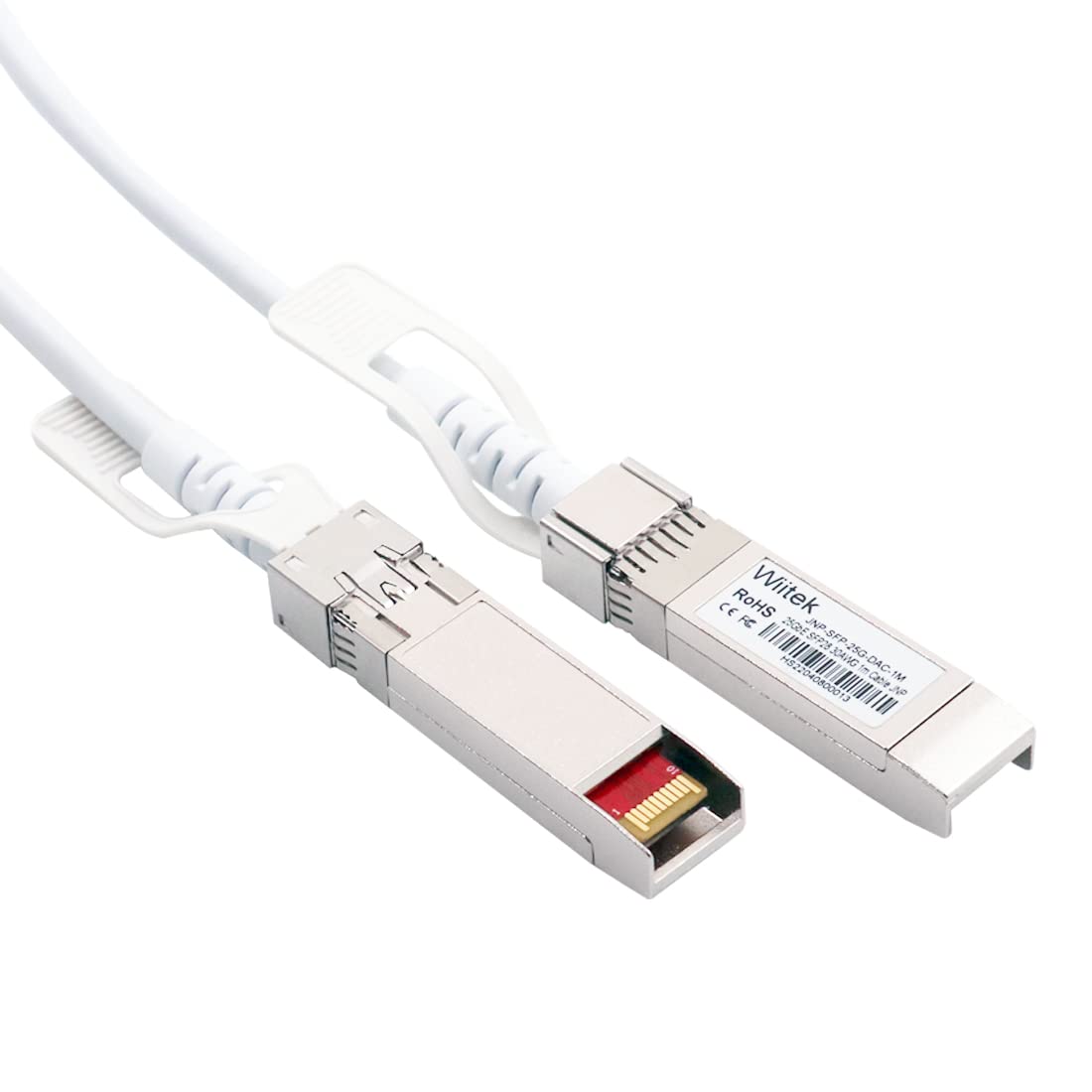 [White Colored] 25GbE SFP28 DAC Twinax Cable, 1.0 Meter 25GBASE-CR SFP28 Passive Copper Cable, Compatible for Juniper JNP-SFP-25G-DAC-1M