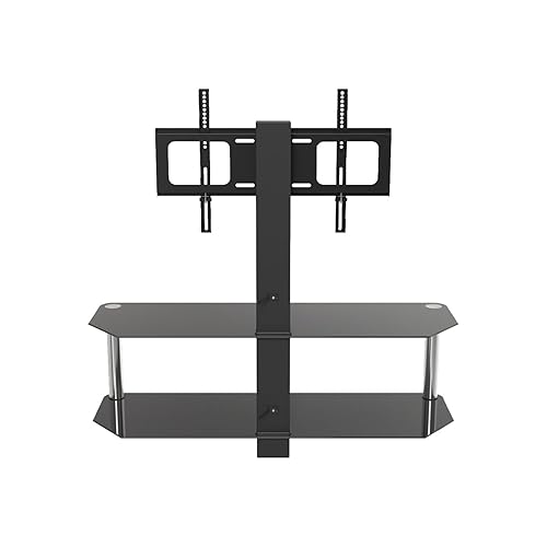 AVF Steel and Glass Stand with TV Mount for TVs up to 65" in Black/Chrome