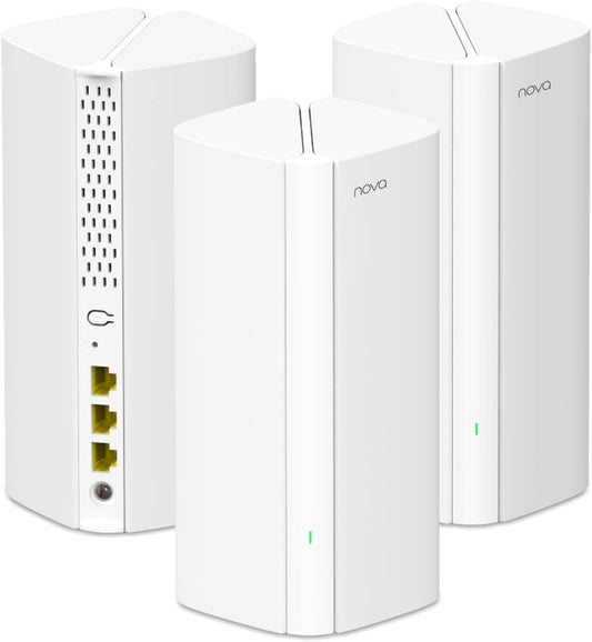 Tenda AX3000 Mesh WiFi 6 System Nova MX12-7000 sq.ft WiFi Coverage - - 1.7 GHz Quad-Core CPU - Dual-Band Mesh Network for 160+ Devices - 3 Gigabit