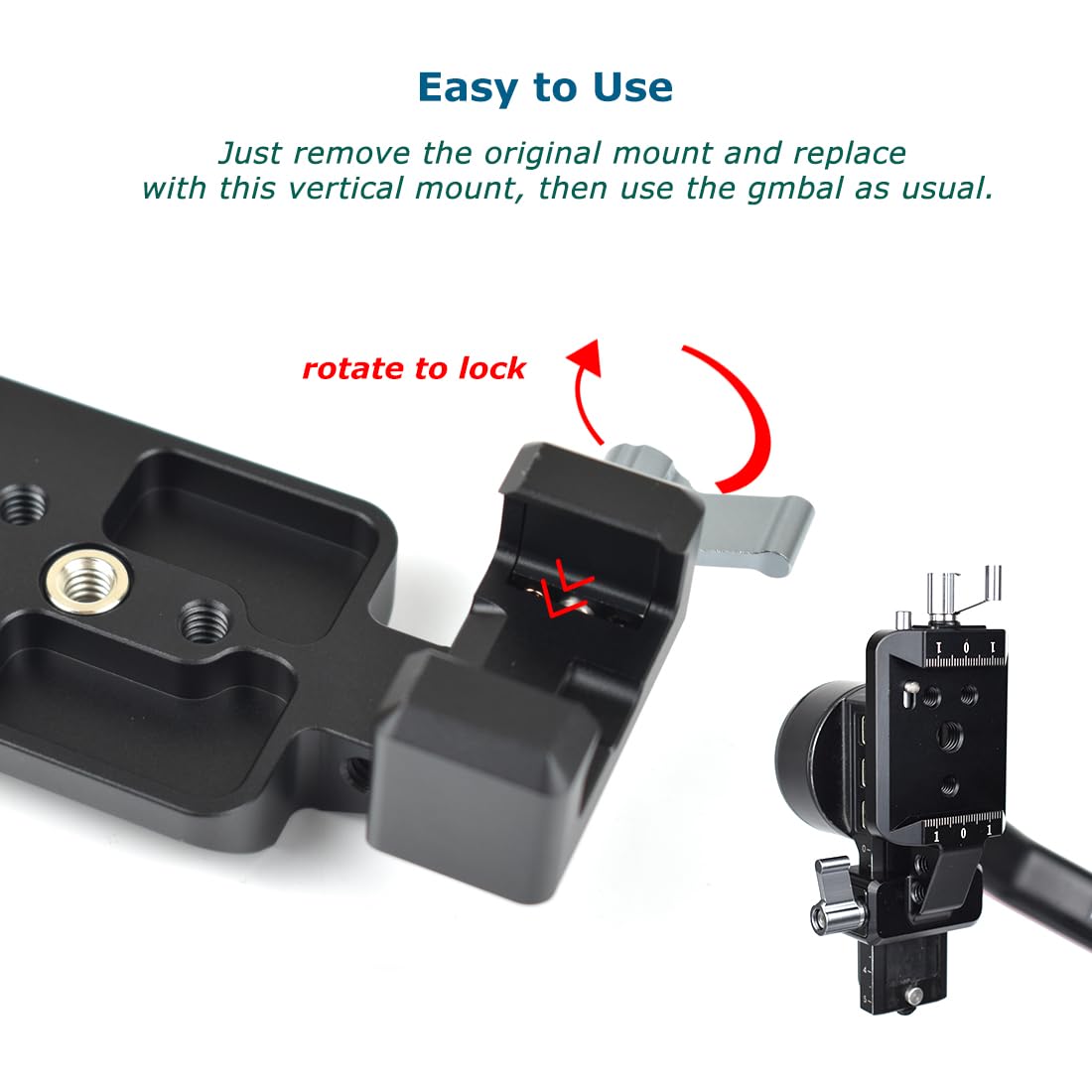 KOQINVIZ Vertical Camera Mount for DJI RS2, RS3, RS3 Pro - Gimbal Vertical Shooting Camera Adapter for YouTube Tiktok Social Media DJI Stabilizer