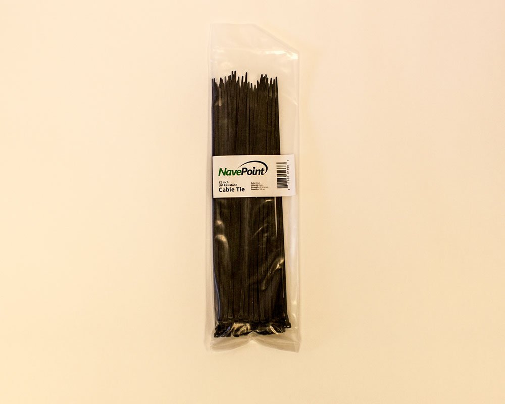 NavePoint 12 Inch Nylon UV Resistant Cable Wire Zip Tie 40 lbs - Black 1000 Pack Lot Pcs Qty