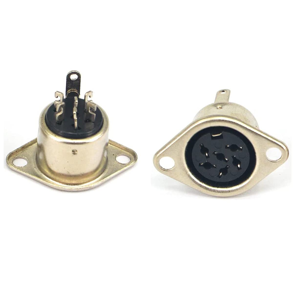6-Pin DIN Female Jack Socket Connector Panel Mount Chassis Audio 2 Hole Soldering Din Jack Socket (6 Pcs)
