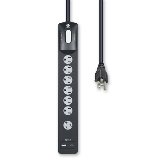 OSKOS Surge Protector Power Strip, 7 Outlets, Two USB 3.4A Ports (1A1C), 6FT Extension Cord, 1440 Joules, 15A/1800W,Wall Mountable, UL Listed