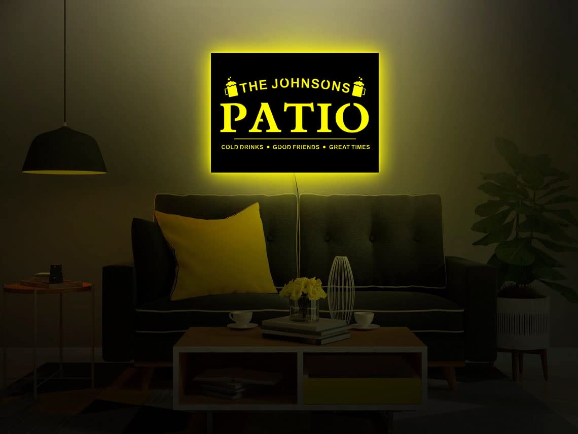 Personalized Family Name Patio Wood Neon Sign, Welcome To The Patio Established Date Night Light, Personalized Patio Sign, Outdoor Patio Neon Light