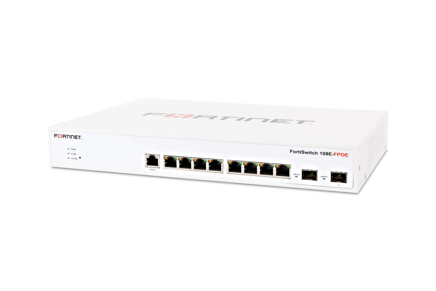 FORTINET FortiSwitch 108E-FPOE Ethernet Switch - 8 Ports - Manageable - 2 Layer Supported - Modular - 2 SFP Slots - Twisted Pair, Optical Fiber - 1U