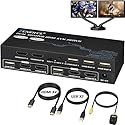 TCNEWCL KVM Switch 2 Monitors 2 Computers, 4K@60Hz Dual Monitor KVM Switch for 2 PC Share 2 Monitor 3 USB 2.0 Hub, Support Extended/Copy Mode with 4