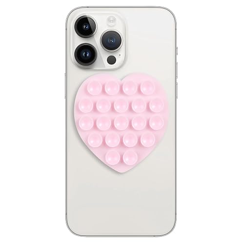CIEO Silicone phone grip, strong suction, Heart-shaped phone holder,suitable for selfies and videos on mirrors, bathrooms and smooth surfaces
