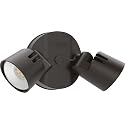 Lithonia Lighting HomeGuard 2-Light LED Outdoor Flood Lights, Wall or Ceiling Mount Outdoor Lights, 4000K Cool White, Round Heads, Dark Bronze (HGX