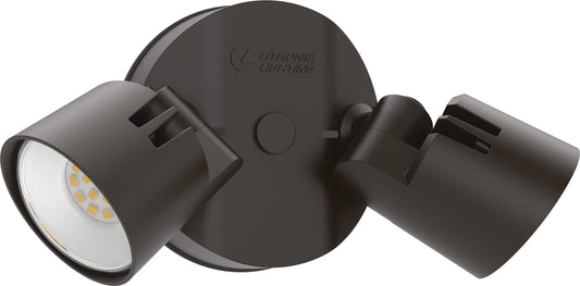 Lithonia Lighting HomeGuard 2-Light LED Outdoor Flood Lights, Wall or Ceiling Mount Outdoor Lights, 4000K Cool White, Round Heads, Dark Bronze (HGX