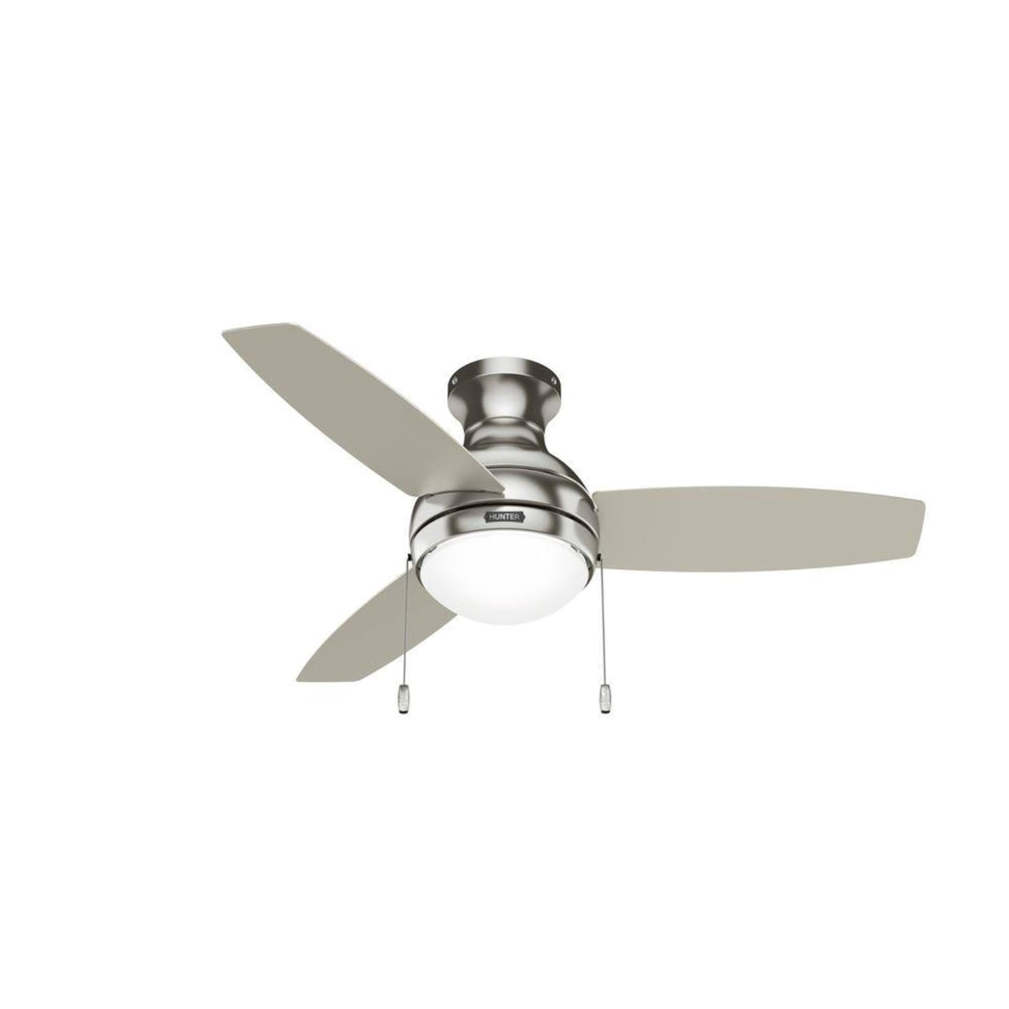 Hunter Fan 44 inch Indoor Ceiling Fan with Light, Brushed Nickel Ceiling Fan with Pull Chain, 3 Blades for Kids Room, Bedroom, Office or Kitchen