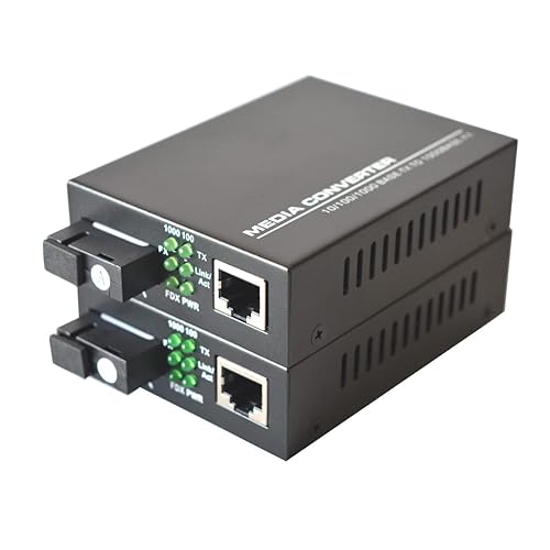 Primeda Gigabit Ethernet Fiber Media Converters, A Pair of 10/100/1000M RJ45 to 1000M Bi-Directional Single-Mode SC Fiber, up to 20Km(12.4mi)