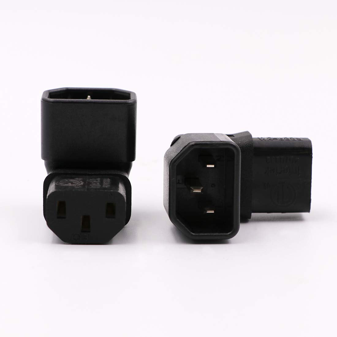 IEC C14 to C13 Power Adapter PDU Plug/Socket Down 90 Degree for LCD Wall Mount TV 2 Pack