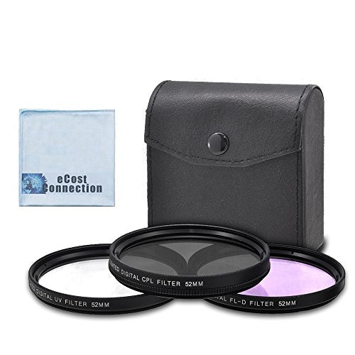 52mm High Resolution Pro Series Multi Coated HD 3 Pc. Digital Filter Set for Sony HDR-PJ790, FDR-AX33, HDR-PJ790, HDR-CX760E and More Lens Models +