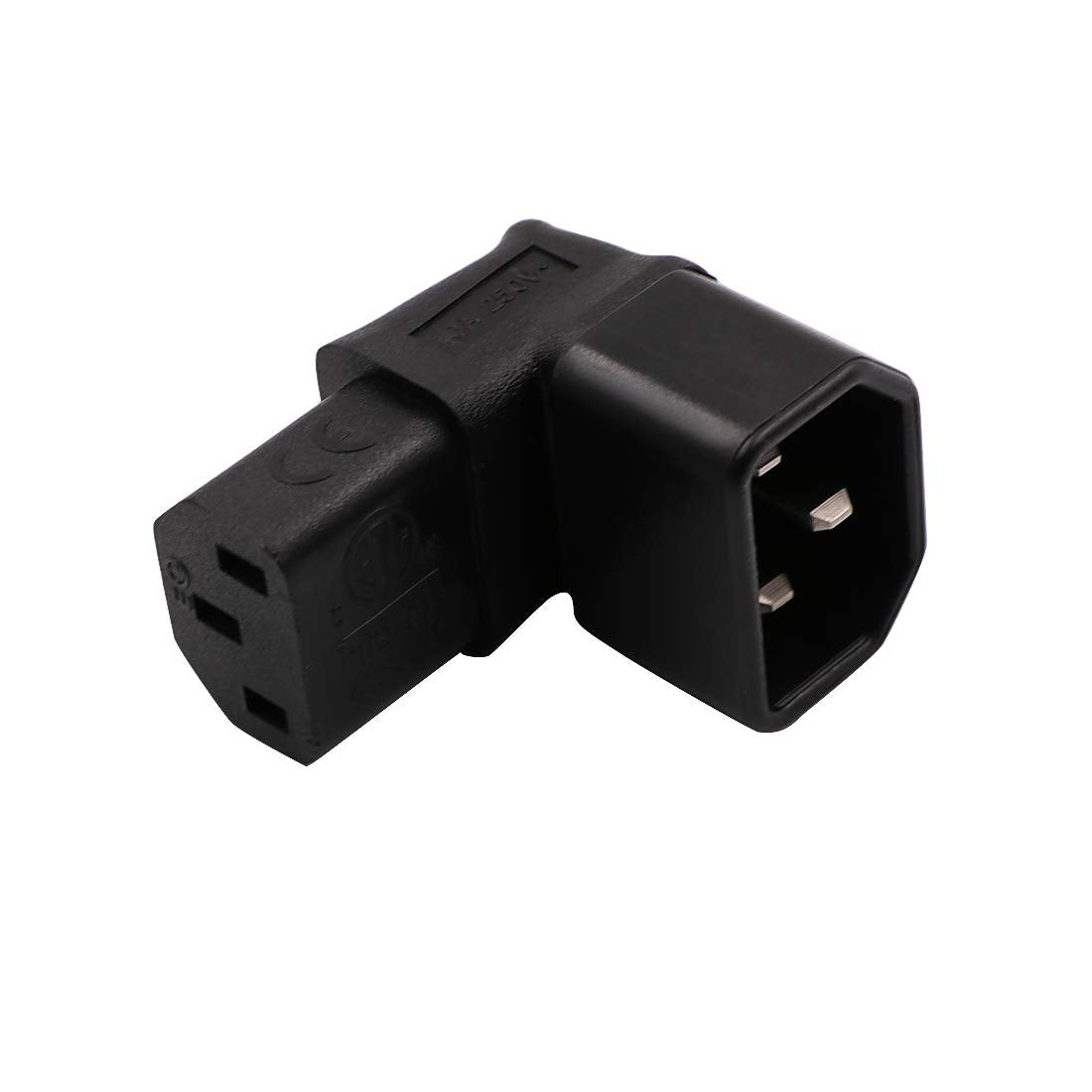 IEC C14 to C13 Power Adapter PDU Plug/Socket Down 90 Degree for LCD Wall Mount TV 2 Pack