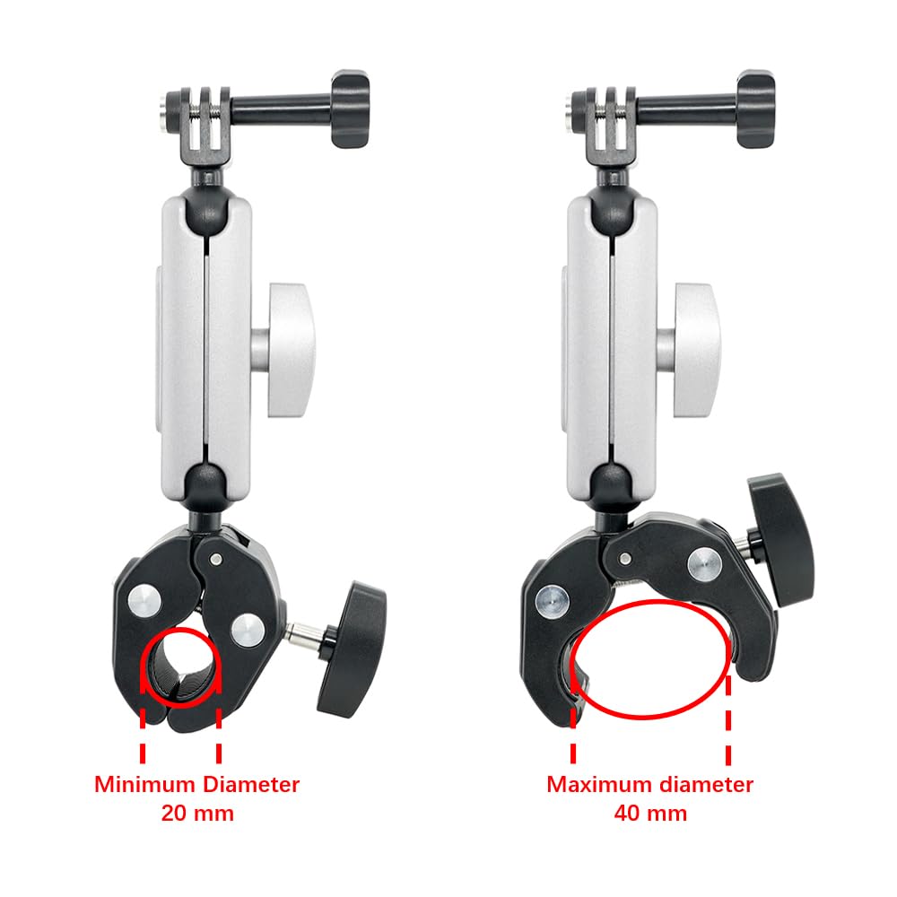 MAXCAM Aluminum Alloy Motorcycle Riding Bracket Clip Compatible for DJI Osmo Action 5/4/3
