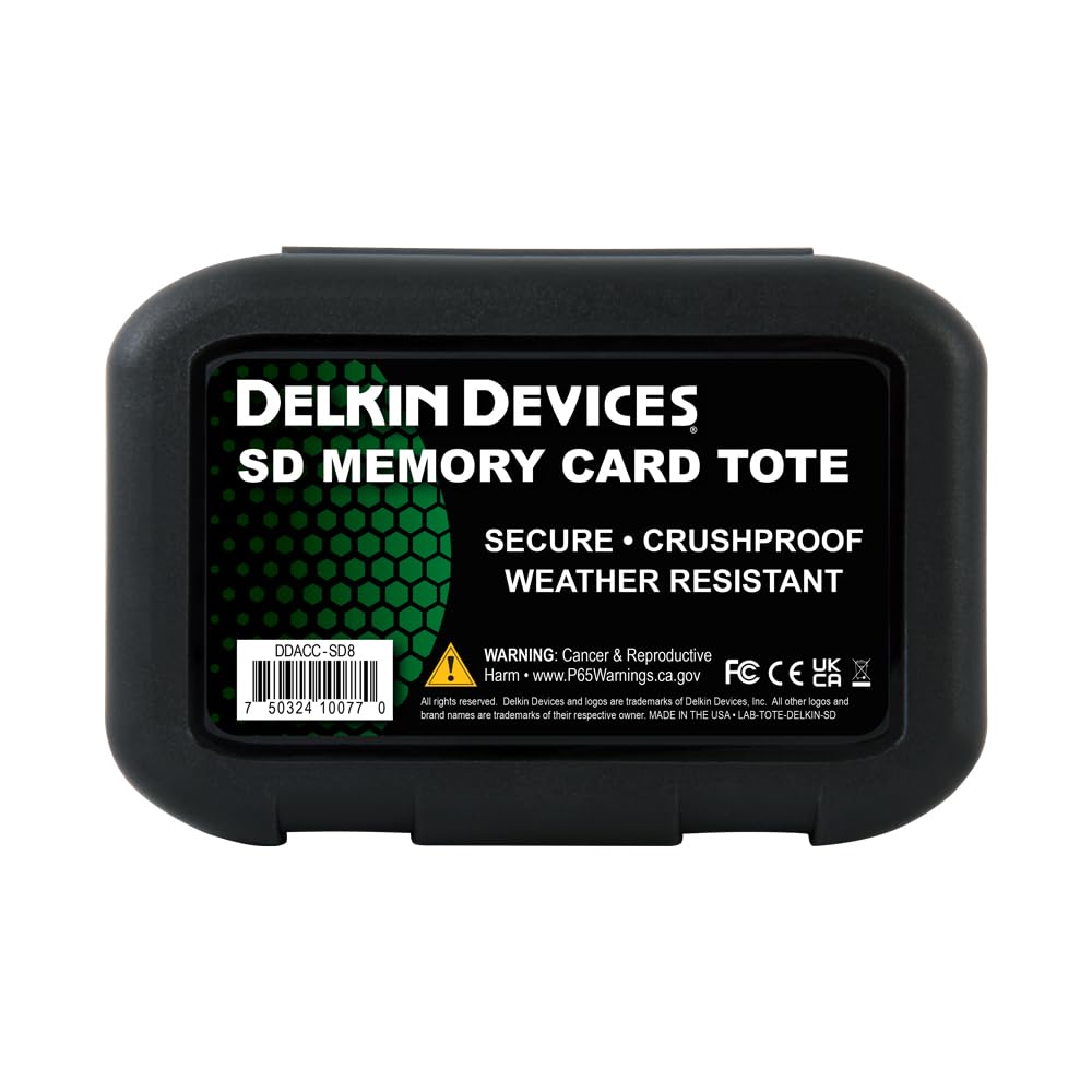 Delkin Devices SD Card Holders Tote - Weather Resistant, Crushproof Case for Up to 8 SD Cards (DDACC-SD8)