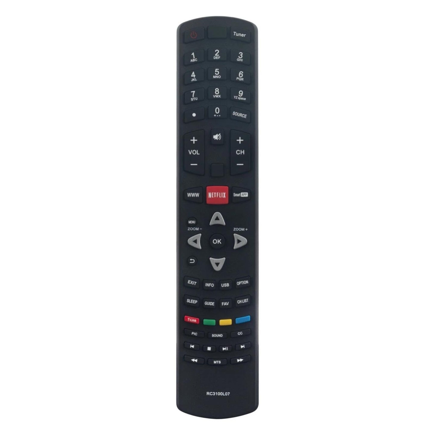 RC3100L07 TV Remote Control for TCL TV in Living Rooms or Rooms, No programming or pairing needed, Replacement Remote Compatible Models 43D2900