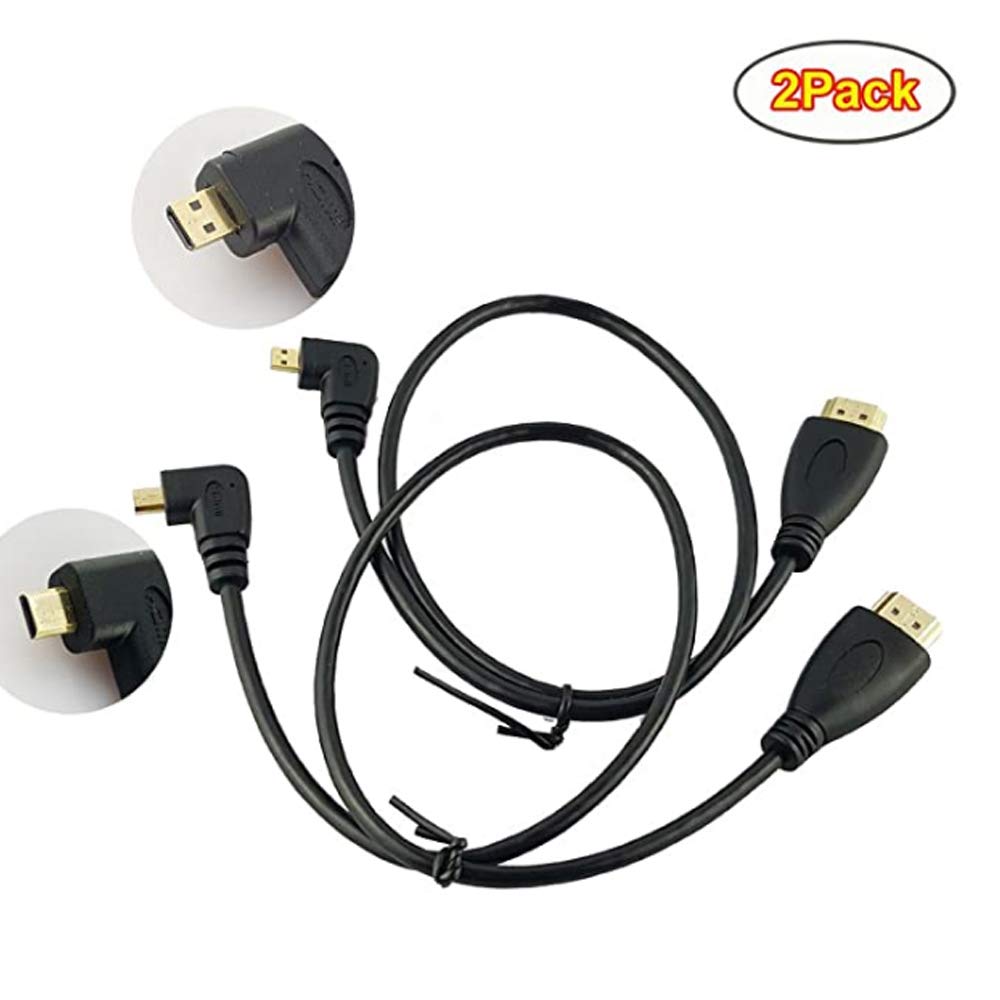 Seadream 2Pack 1.64 Feet 50CM 90 Degree Angle Micro HDMI Male to HDMI Male Cable Connector (2Pack Each of Right Angle and Left Angle)