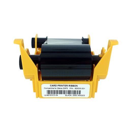 800033-301 Black Monochrome Ribbon, ZXP3 Ribbon, Resin Black Ribbon for Zebra ZXP Series 3 ZXP3 Card Printers, 2000 Images
