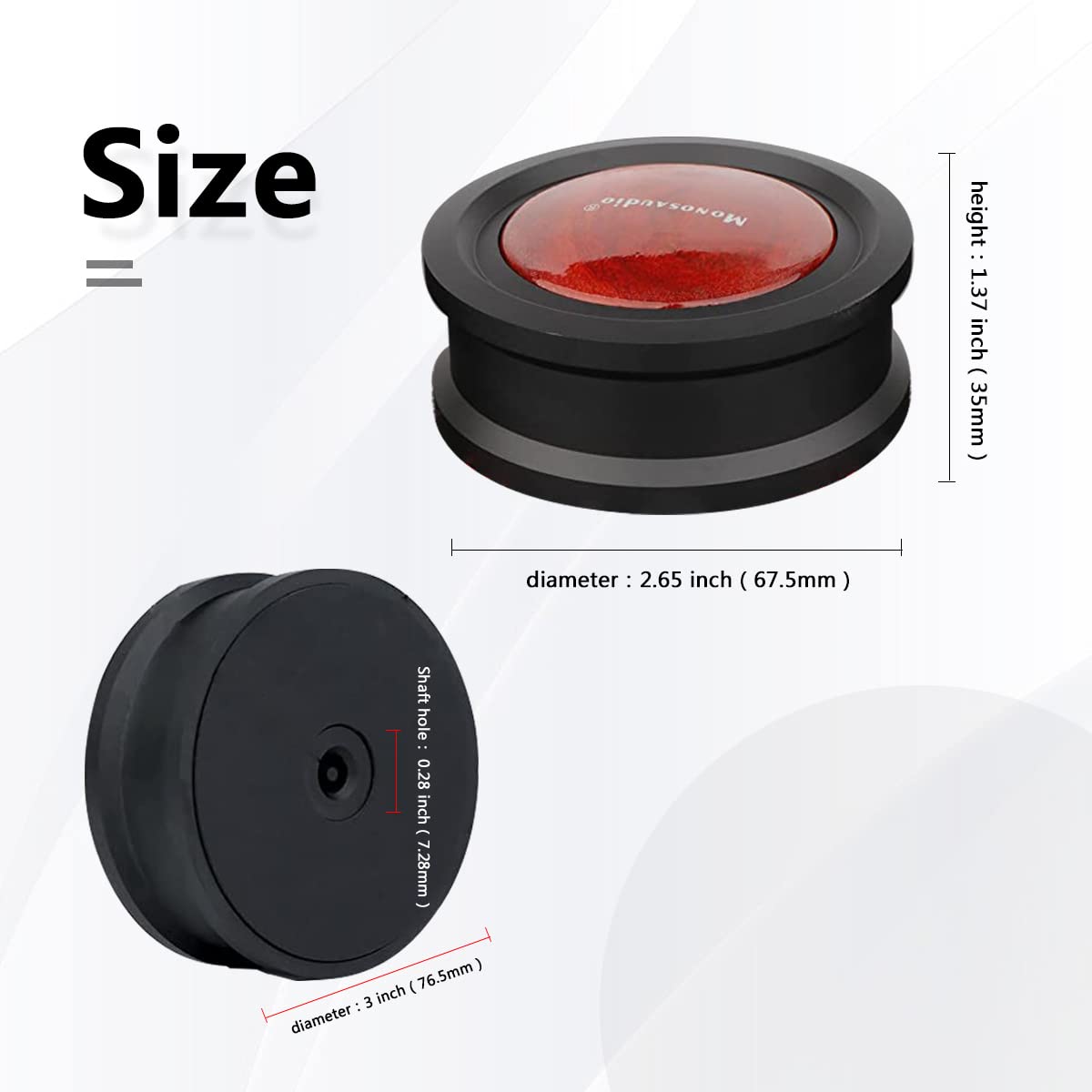Monosaudio Record Weight - 290G Audiophile Turntable Weight Aluminum Alloy Red Wood with Soft Base Pad for Vinyl HiFi LP Turntable Record Player