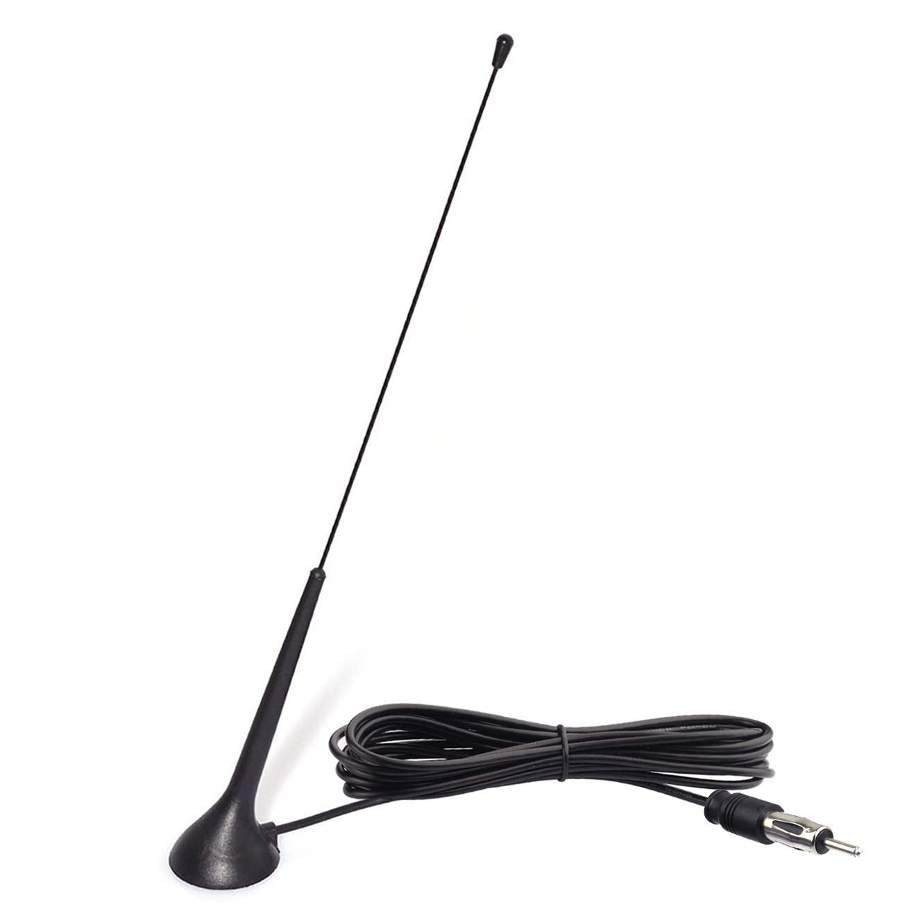 Bingfu Universal Car Radio Antenna Magnetic Base DIN Plug Aerial for Vehicle Truck SUV Truck RV Marine Boat Car Stereo Audio Radio Head Unit CD Media