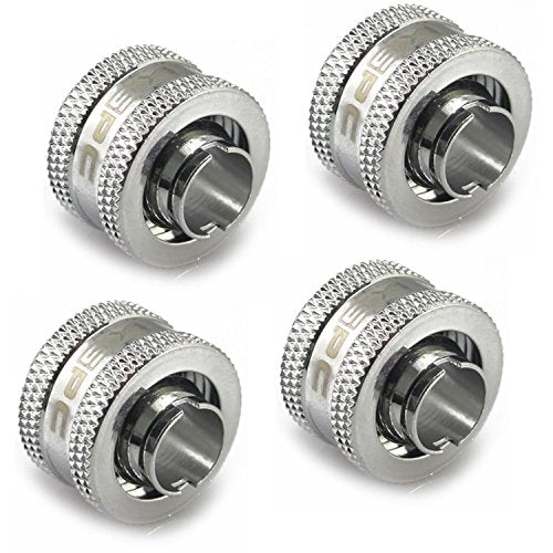 XSPC G1/4" to 3/8" ID, 1/2" OD Compression Fitting V2 for Soft Tubing, Chrome, 4-Pack