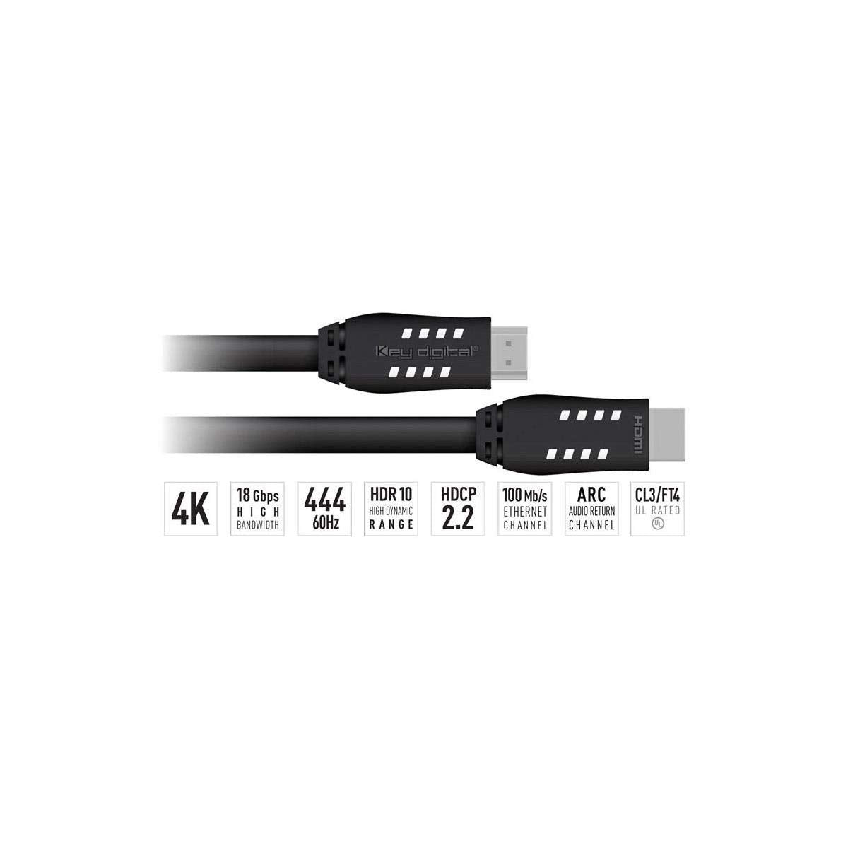 Key Digital KD-Pro20: 20ft (6.1m) 4K 18Gbps HDMI Cable, with 4K 18Gbps Bandwidth, HDR, HDCP 2.2, HDR, Supports 4K & UHD HDMI Signals