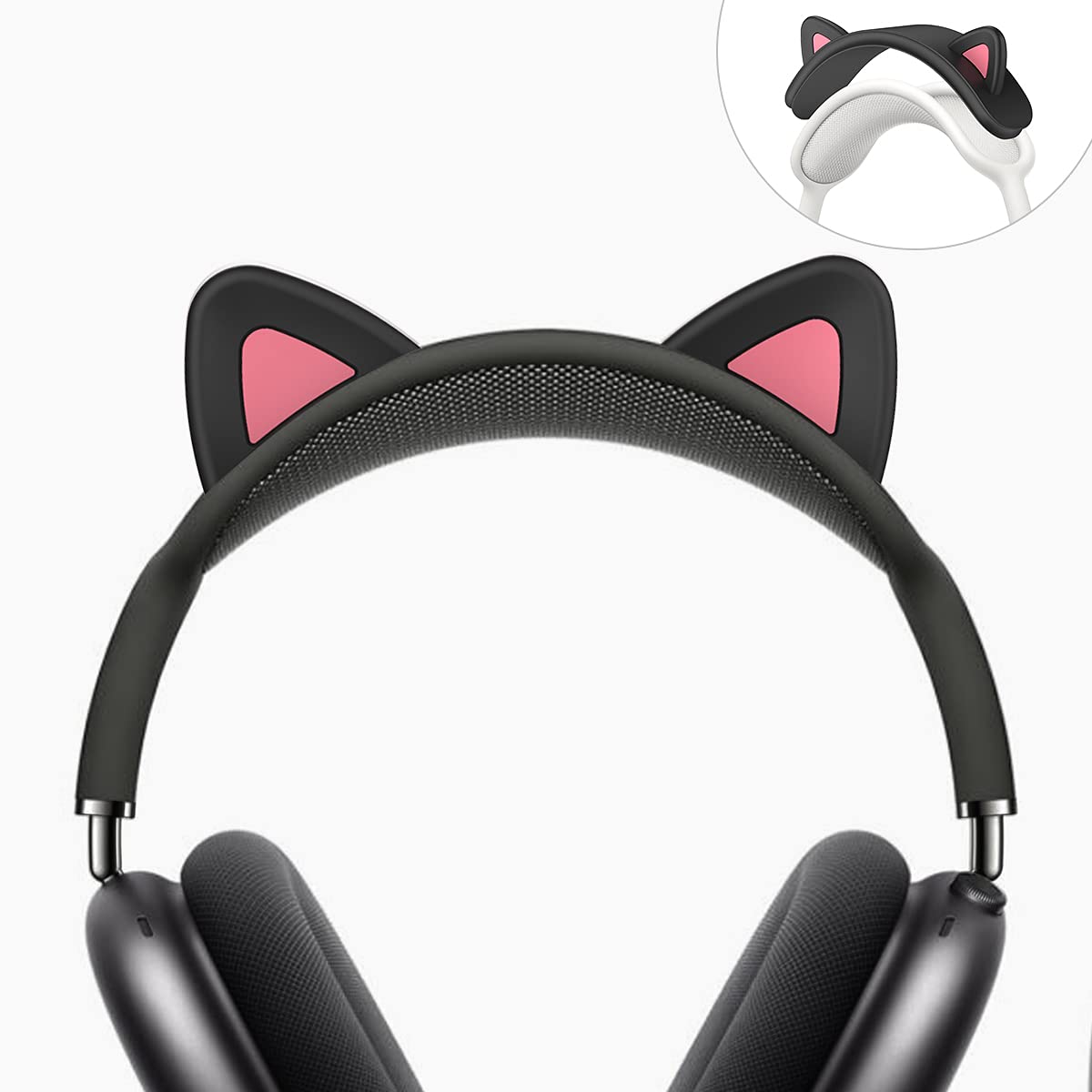WQNIDE Headband Cover for AirPods Max, Cute Cat Ears Design, Soft Silicone Headband Protector, Comfort Cushion/Top Pad Protection, Compatible