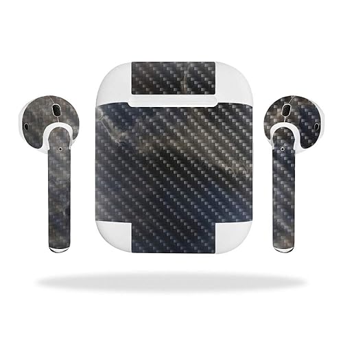 MightySkins Carbon Fiber Skin for Apple Airpods - Amber Marble | Protective, Durable Textured Carbon Fiber Finish | Easy to Apply, Remove, and Change…