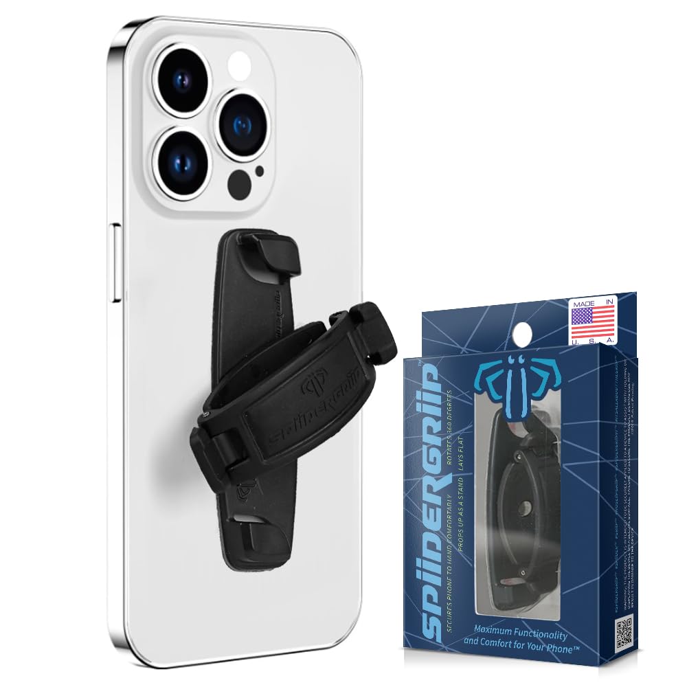 Mint Bucket Brands SpiiderGriip 360 Rotating Phone Grip - Flat-Fold Kickstand & Secure Strap - Works with iPhone, Android, Tablets & Cases