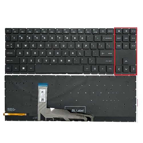 Laptop Replacement Keyboard Compatible for HP OMEN 15-en0013dx 15-en0023dx 15-en0029nr 15-en0036nr 15-EN0010CA US Layout White Backlit