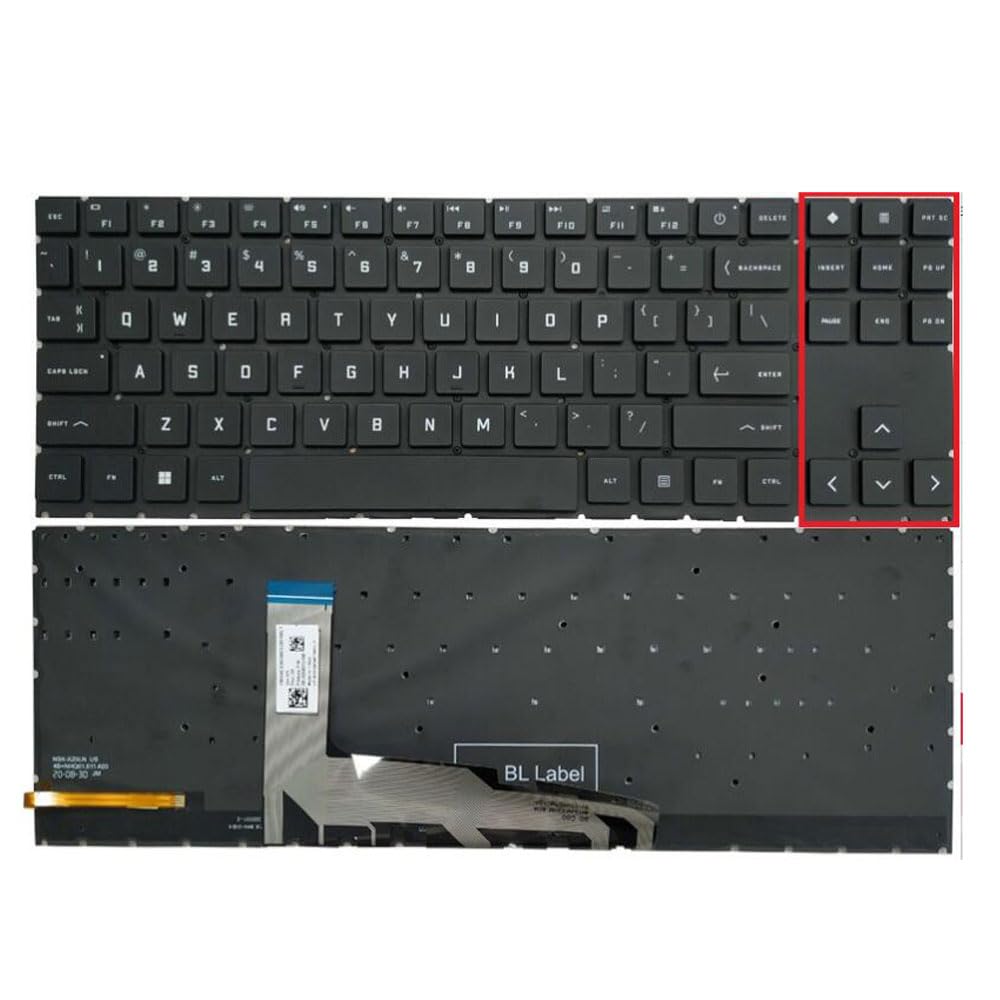 Laptop Replacement Keyboard Compatible for HP OMEN 15-en0013dx 15-en0023dx 15-en0029nr 15-en0036nr 15-EN0010CA US Layout White Backlit