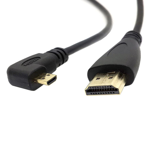 chenyang HDMI Male to Micro HDMI Male 90 Degree Left Angled HDTV Cable for Cell Phone & Tablet & Camera 1.5M