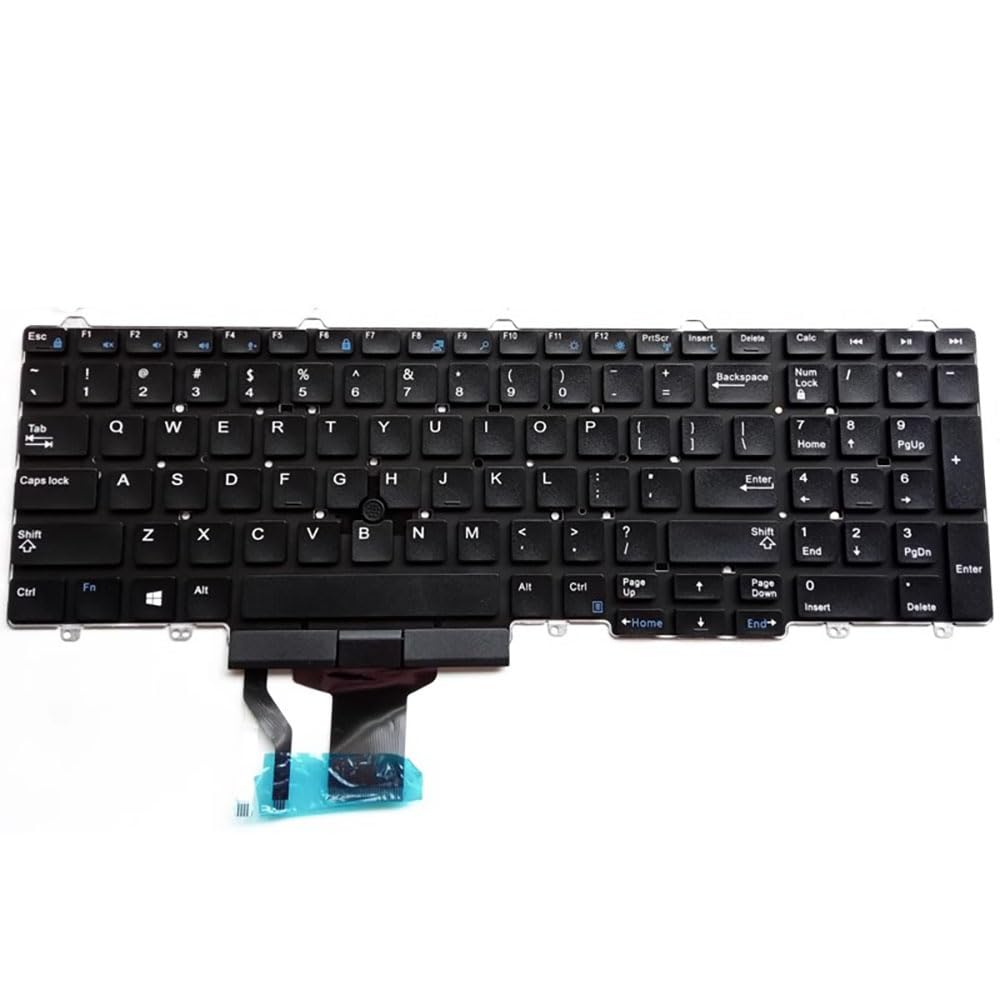 US Keyboard for Dell Latitude E5550 E5570 5580 5590 5591 / Dell Precision 3510 3520 7510 7520 7710 7720 Laptop with Pointer No Frame (No Backlight)