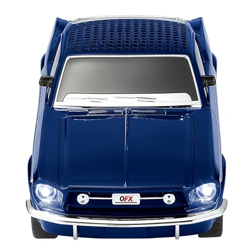 QFX Bluetooth 1965 Retro Car Replica Speaker, 3-inch Speakers, Hands Free Link, Built-in Microphone, FM Radio and LED Party Lights, Blue - BT-1965-BLU
