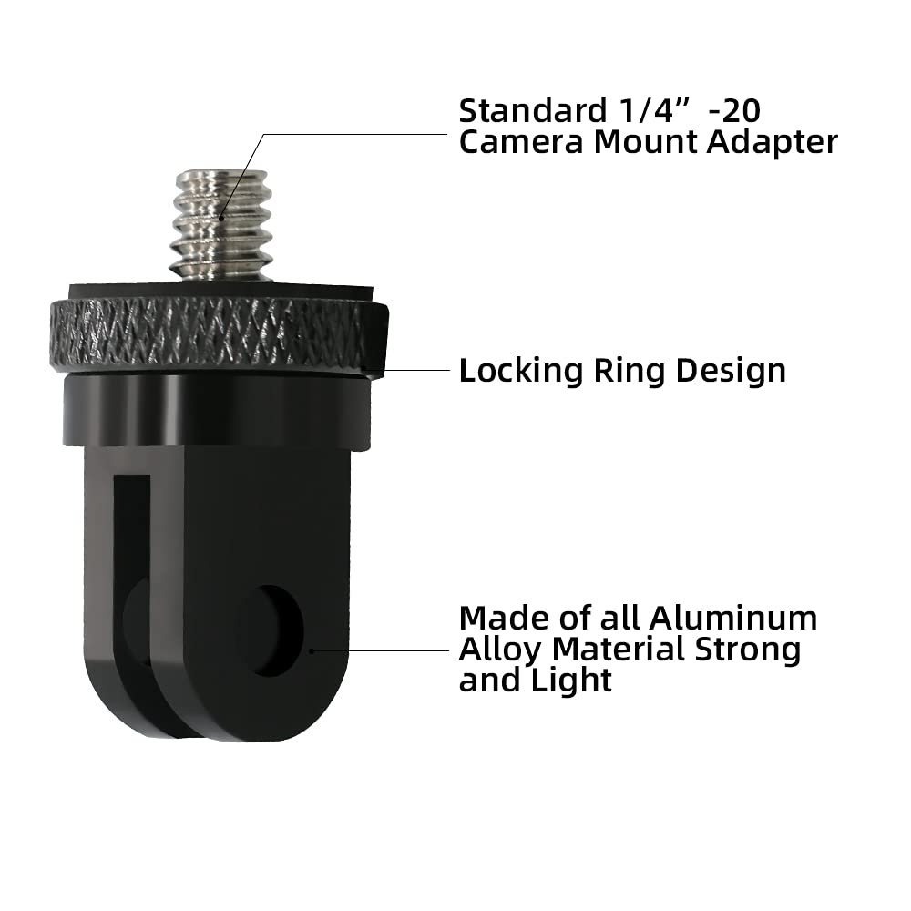 1/4 Inch Aluminum Metal Camera Mount Adapter, Conversion Camera Tripod Mount Compatible with GoPro Hero 13/12/11/10/9/8 Black,DJI Action 6/5 Pro/4/3