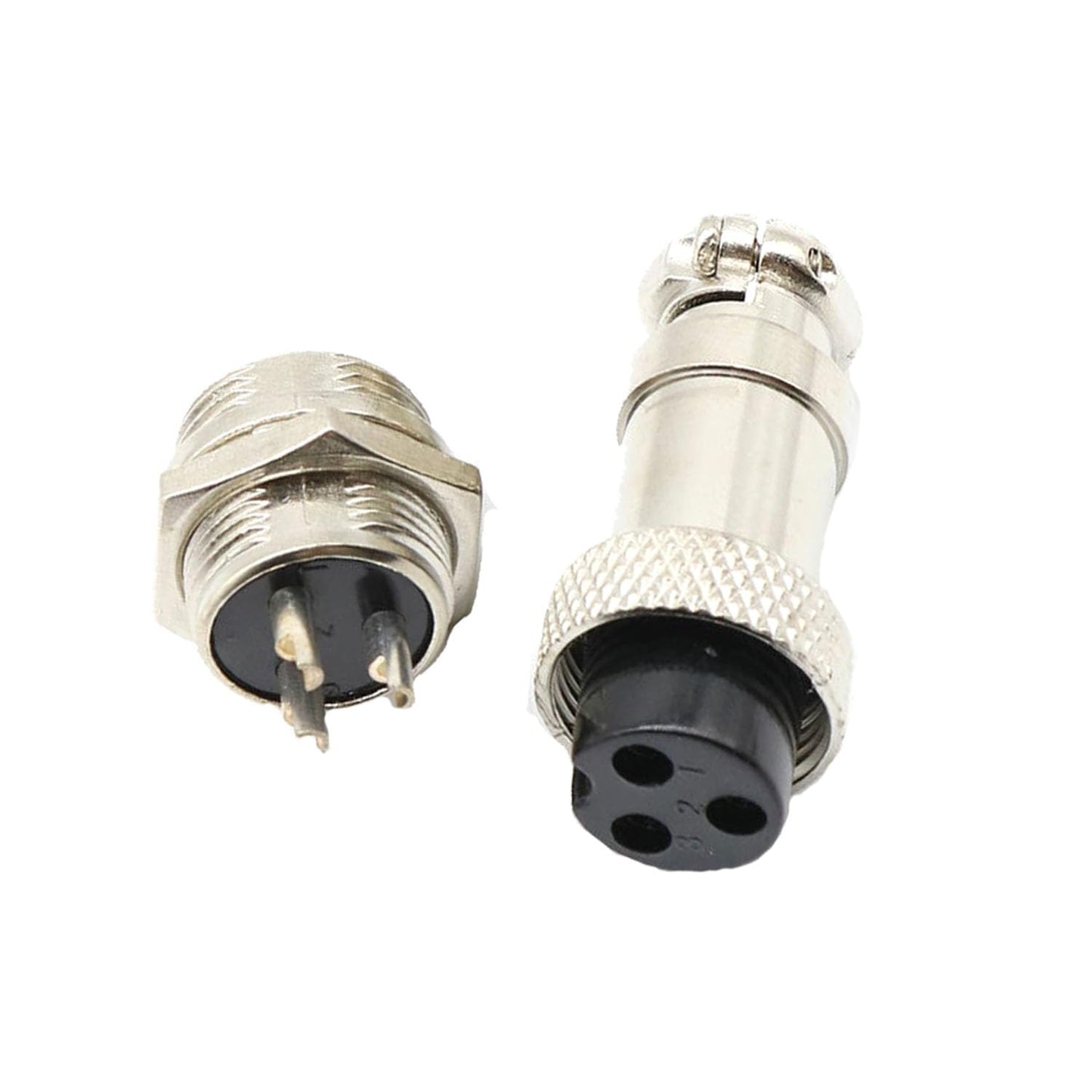 Sopepoyie GX16 3Pin Male Female Aviation Connector Plug 16MM Wire Panel Metal Connector Silver (5 Sets)