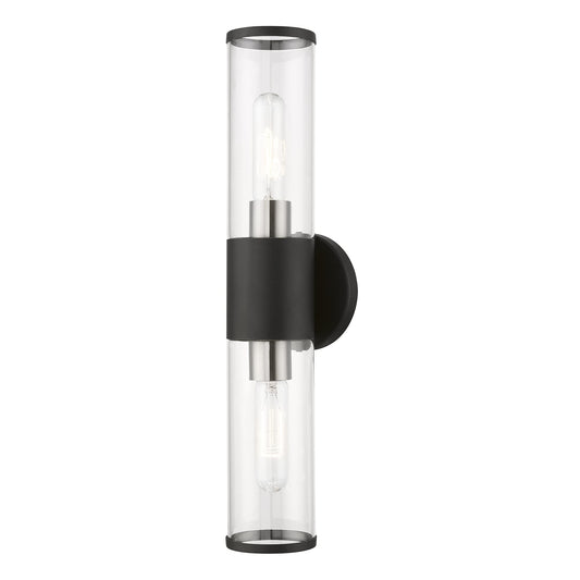 Livex Lighting 17282-04 Banca Collection 2 Light ADA Vanity Sconce, Black with Brushed Nickel Accent