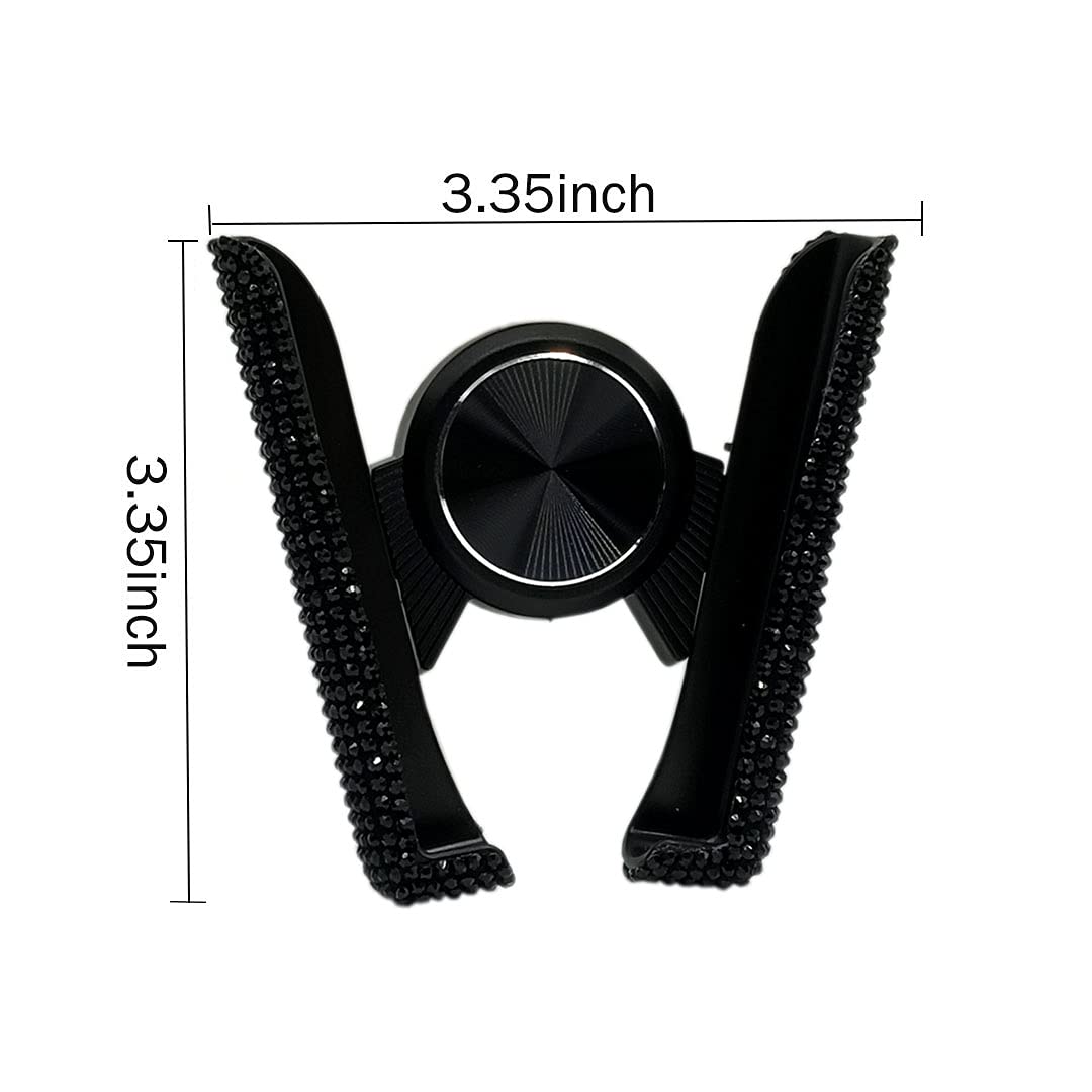 SUNCARACCL Bling Car Phone Holder, 360 Degrees Adjustable Crystal Auto Car Mount Phone Holder for Dashboard,Windshield and Air Vent (Black)