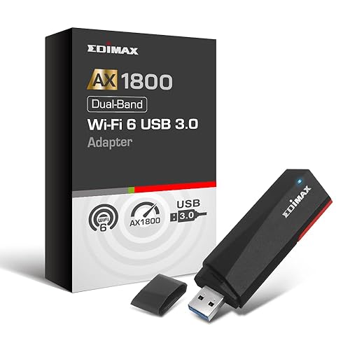 EDiMAX Wi-Fi 6 AX1800 USB 3.0 Adapter | Dual Band, 1201Mbps (5GHz), 573Mbps (2.4GHz) | MU-MIMO + OFDMA for Lower Latency and Multiple Streams |