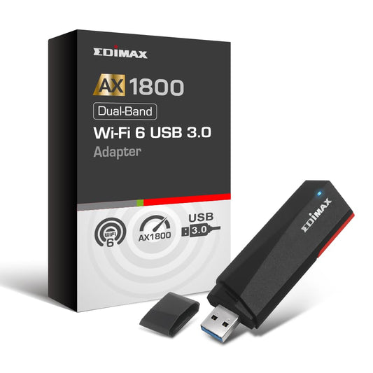 EDiMAX Wi-Fi 6 AX1800 USB 3.0 Adapter | Dual Band, 1201Mbps (5GHz), 573Mbps (2.4GHz) | MU-MIMO + OFDMA for Lower Latency and Multiple Streams |