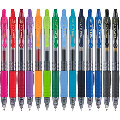 Pilot G2 Premium Retractable Gel-Ink Rolling Ball Pens, Bold Point (1.0mm), 1.0 Gel Pens, Assorted, 14-Pack - Ideal for School, Journaling, & Office