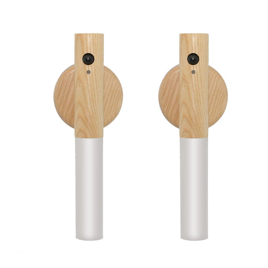 FR.Tooc Motion Sensor Wall Sconces, Smart Portable Sensor Night Light Wood USB Rechargeable Magnetic Night Light (White Ash Wood 2PCS)