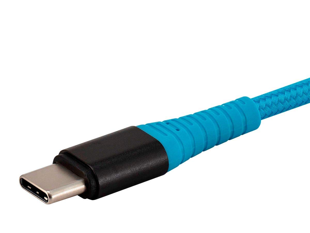 Monoprice USB 2.0 Type-C to Type-A Charge & Sync Cable - Kevlar/Nylon-Braid, 1.5 Feet, Blue - AtlasFlex Series