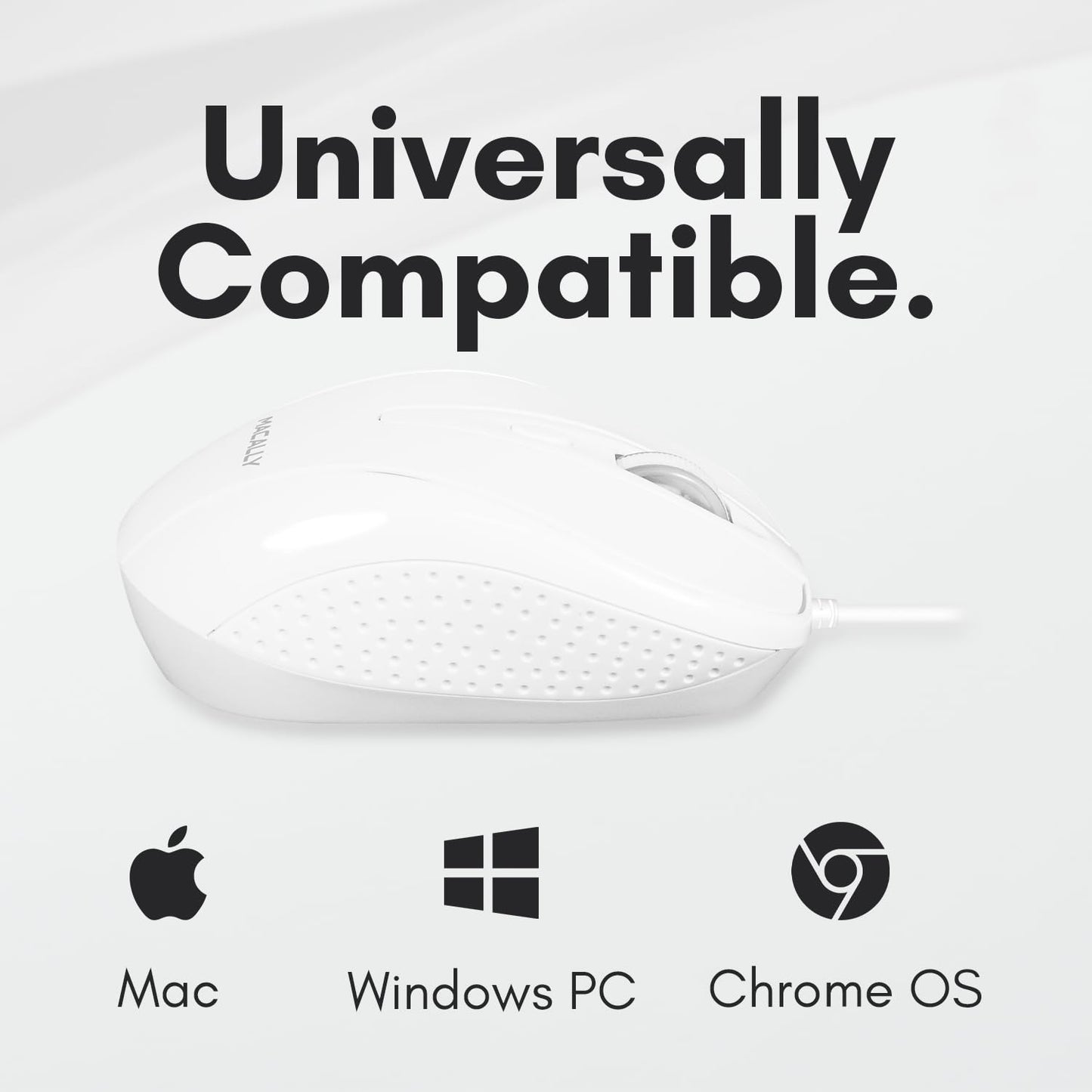 Macally USB Wired Mouse with 3 Button, Scroll Wheel, & 5 Foot Long Cord, USB Mouse for Laptop and Desktop, Computer Mouse Compatible with Apple